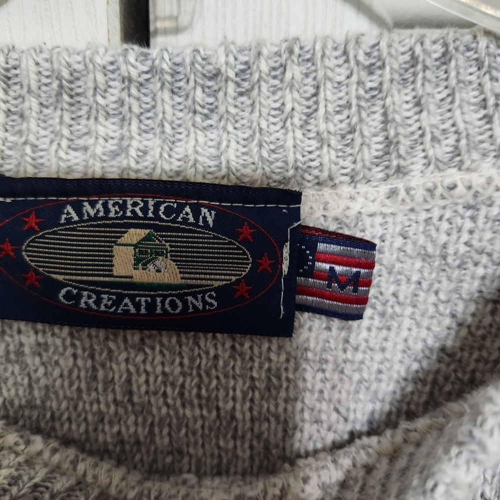 Womens Gray Sweater with American Flag Design - Picture 6 of 9